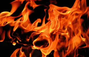 flames of fire with a black background.
